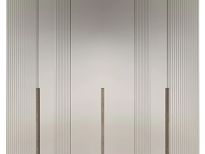 Modern Sleek Wardrobe Design With Light Colored Panels And Wooden Handles 3d model
