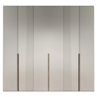 Modern Sleek Wardrobe Design With Light Colored Panels And Wooden Handles 3d model