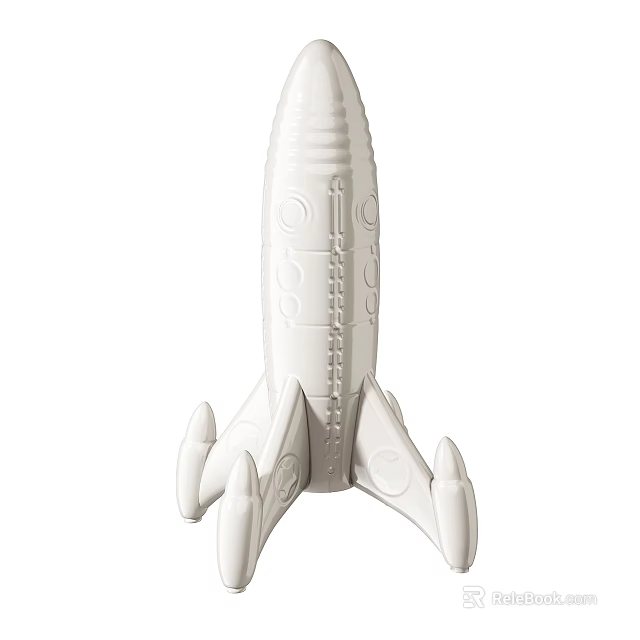 White Rocket Shaped Decorative Ornament Set Ideal For Home Living Room Decor 3d model 