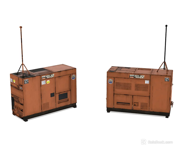 Two Brown Computer Servers With Network Antenna And Industrial Casing Design 3d model