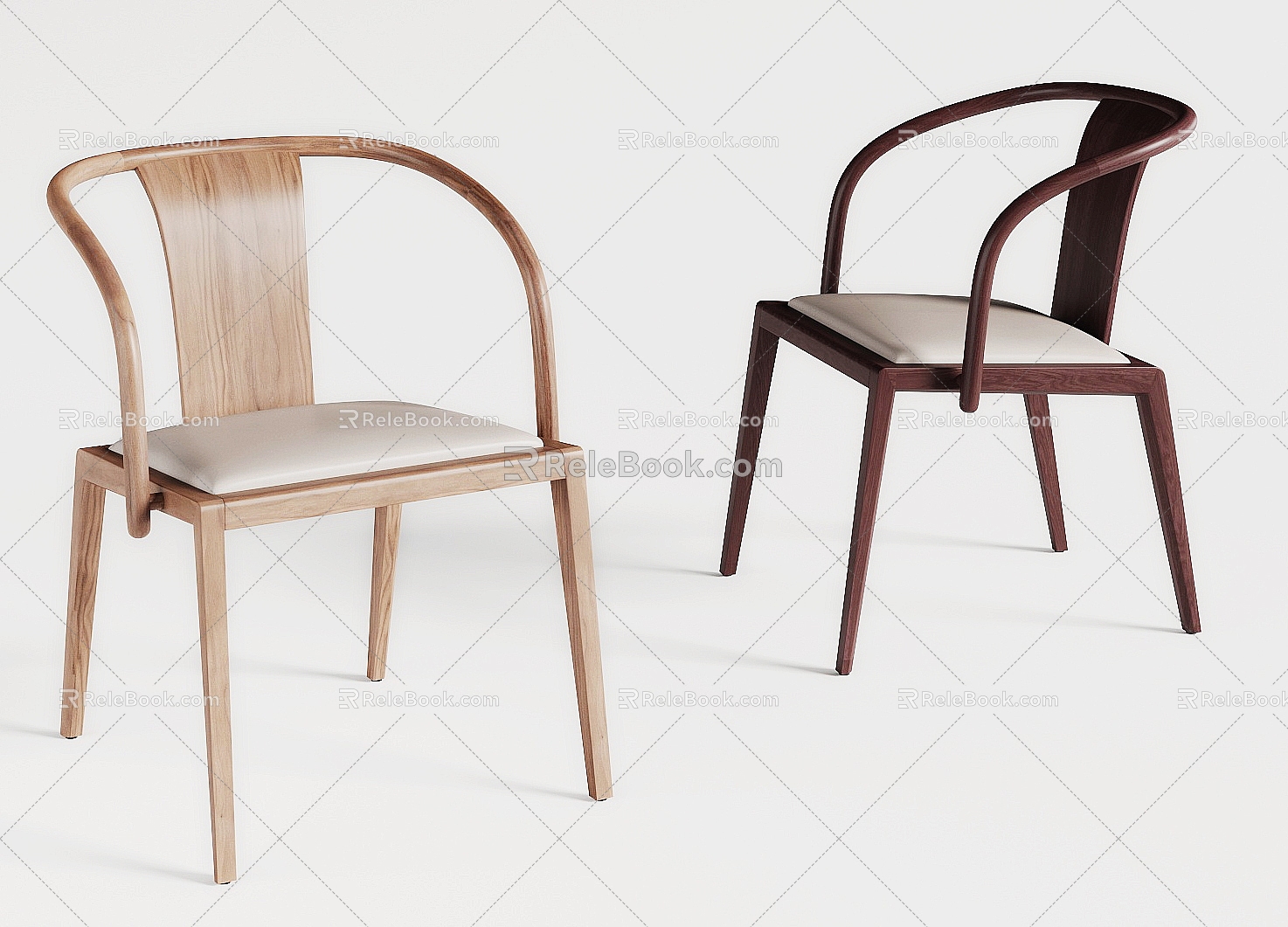 New Chinese Style Circle Chair Single Chair Armrest 3d model