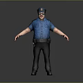 Cartoon Police Officer In Blue Uniform With Cap And Sunglasses Standing