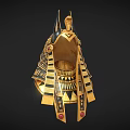Ancient Egyptian Golden Pharaoh Headdress With Intricate Black Decorations Red Gemstones And Geometric Patterns