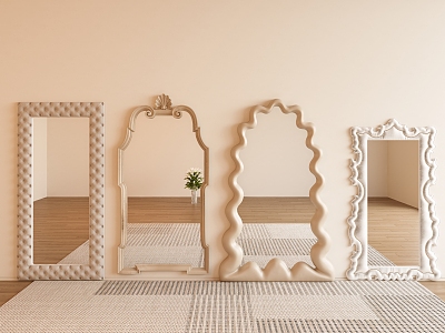 French Cream Style Full-length Mirror Dressed Mirror Internet Celebrating Mirror Floor Mirror Special-shaped Mirror 3d model