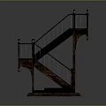 Vintage Wooden Staircase Design With Handrail Railing Metal Accents And Steps Structure