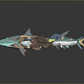 Colorful Aquatic Animals Including Shark And Various Fish With Different Shapes In 3D Rendering