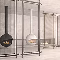 Stylish Room Dividers With Metal Frames Mesh Design And Fireplaces For Modern Interiors