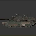 Armored Military Tank with Camouflage Paint Long Cannon Tracks and Turret