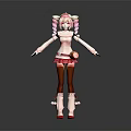 3D Game Anime Character With Pink Pigtails White Top Pink Skirt And White Boots