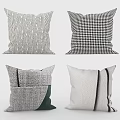 Four Decorative Throw Pillows With Striped Checkered And Color Block Modern Design Patterns 3d model