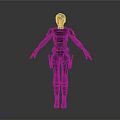 3D Model Of Female Character In Gray Sci Fi Costume Standing Pose