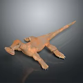 Prehistoric Marine Reptile 3D Model with Brown Textured Skin Clawed Limbs Lying on Dark Background
