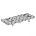Modern Dining Table With Patchwork Textured Surface And Black Metal Legs
