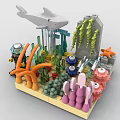 Underwater Themed Building Blocks Set With Diver Coral Seaweed And Shark Figure