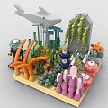 LEGO Toys Building Blocks Aquarium Underwater World Shark Coral Diver 3d model