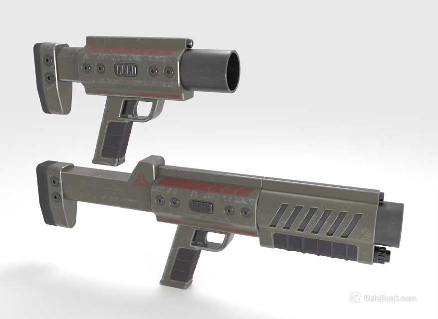 Tactical Sci Fi Weapon Dual Models With Futuristic Metallic Design And Ergonomic Grip 3d model 