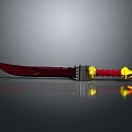 Detailed Fantasy Sword With Red Blade Silver Hilt Red Handle And Yellow Pommel