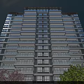 Modern High Rise Residential Building With Multiple Balconies Surrounded By Trees And Clear Sky
