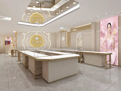 Elegant Modern Jewelry Store Interior Design With Glass Display Counters And Elegant Lighting Decorative Elements 3d model