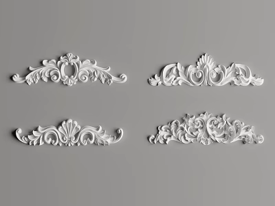White Ornate Decorative Carvings With Various Intricate Floral And Scroll Designs 3d model