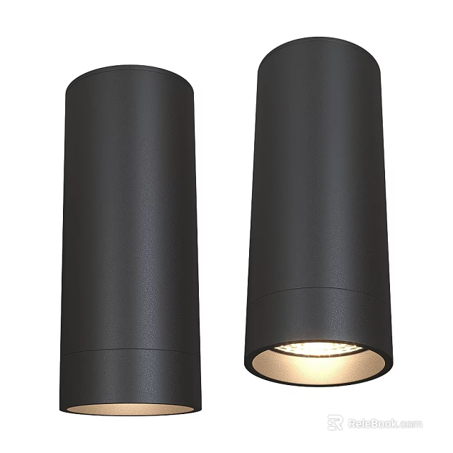 Black Modern Downlights and Spotlights with Bright Illuminated Lighting Fixtures Design 3d model 