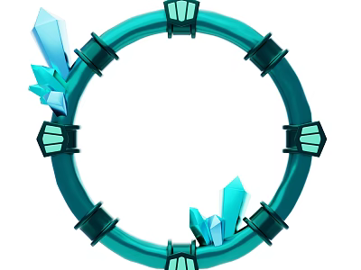 Green Circular Decorative Frame With Blue Crystal Elements And Black Connectors 3d model