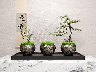 New Chinese potted plant 3d model