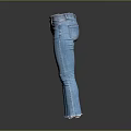 Casual Blue Denim Jeans with Straight Leg Fit Front Pockets and Frayed Hem Details