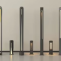 Modern Outdoor Lights In Various Sizes With Black Frames And Illuminated Features 3d model