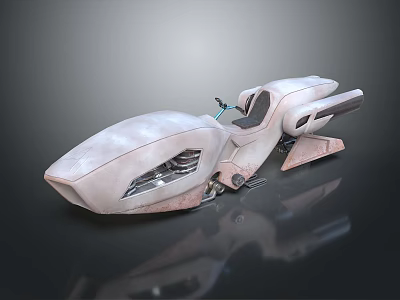Futuristic White Concept Motorcycle With Sleek Aerodynamic Design And Sculpted Body 3d model