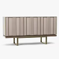 Modern TV Stand With Sleek Linen Panel Doors And Metal Support Legs