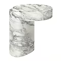 Modern Black And White Marble Side Table With Cylindrical Base And Round Top 3d model
