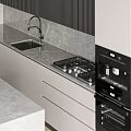 Modern Kitchen Cabinets With Gray White Finish And Island Counter Interior Design