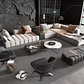 Minotti Modern Sofa Coffee Table Combination Corner Sofa Multi-Person Sofa Leather Sofa Coffee Table 3d model