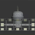 Futuristic Space Station 3D Model Featuring Central Tower And Modular Panels 3d model