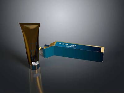 Premium Brown Daily Use Cream Tube With Shiny Blue Packaging Box Design For Life 3d model
