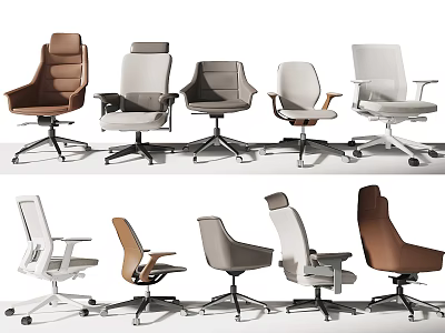 Modern Office Chairs With Various Styles And Multiple Colors For Workspace 3d model