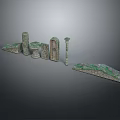 Green Stone Patterned Architectural Decorative Components With Ornate Columns Bases And Ornaments
