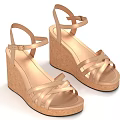 Elegant Women's Wedge Sandals With Crisscross Straps Ankle Buckle And Cork Sole