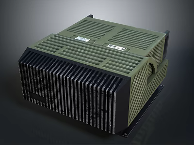 Green Industrial Device With Ventilated Grilles And Labeled Panels On Dark Surface 3d model
