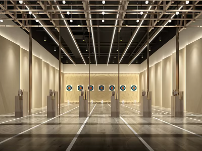 Indoor Shooting Range With Target Practice For Fitness Training And Modern Facility 3d model