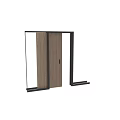Modern Wood Grain Swing Door With Sleek Black Frame For Interior Spaces