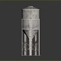 Metal Water Tank With Conical Base And Support Structure For Industrial Storage 3d model