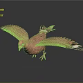 Pink Pigeon Animal Painting with Spread Wings on Dark Background and Reflection