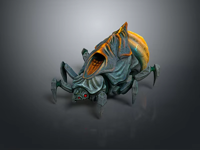 Beetle Insect Sculpture With Green Yellow Body Red Eyes And Detailed Artistic Design 3d model