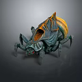 Beetle Insect Sculpture With Green Yellow Body Red Eyes And Detailed Artistic Design