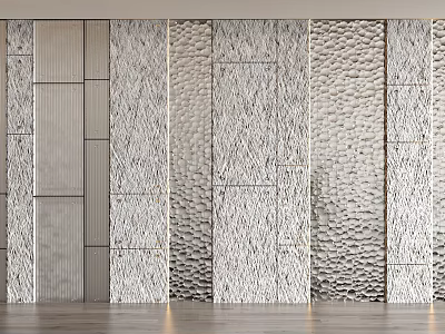 Modern Interior Partition With Geometric And Wavy Textured Panels Design 3d model