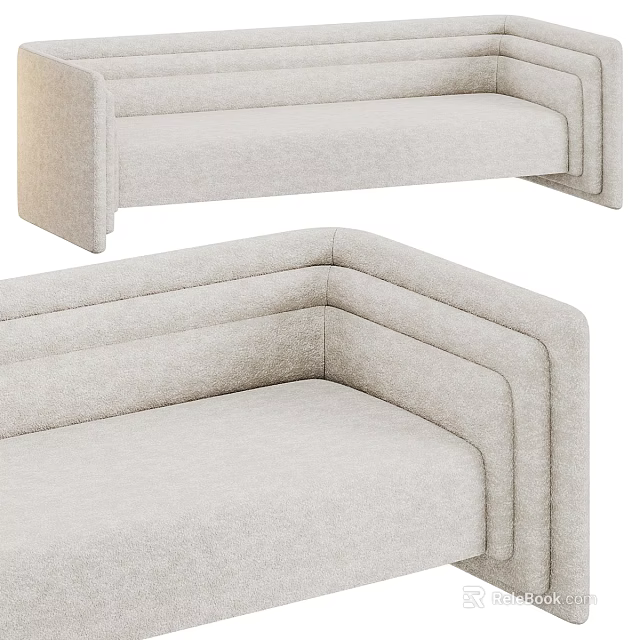 Elegant Modern Light Fabric Multi Seater Sofa With Comfortable Armrest And Backrest Design 3d model