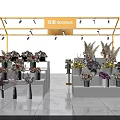 Elegant Florist Shop with Golden Frame Various Flowers and Plant Displays