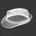 Light Brown Straw Hat With Black Band And Flat Top Design 3d model